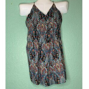 Earthbound Trading Co Women's Blue Paisley Romper Size Medium